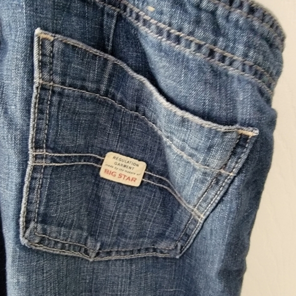 Big Star 1874 Short Denim Overalls Sz S Romper Linen Pockets Y2K 90s - Picture 8 of 12